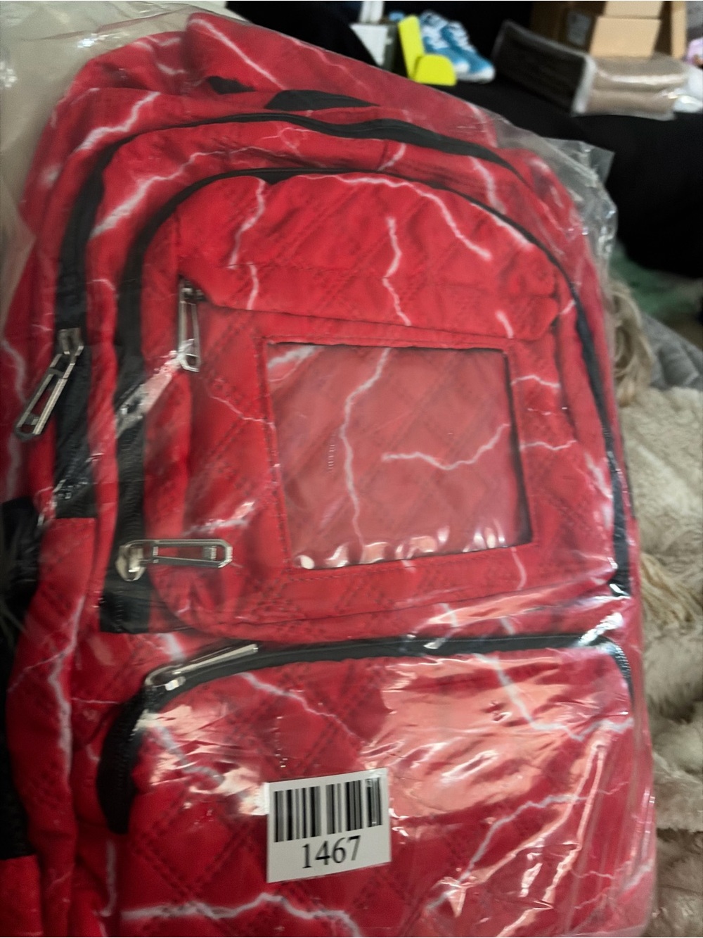 Red girl Quilted Backpack set with Front ID Window